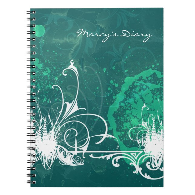 Carnet grunge de journal intime de vert bleu (Devant)
