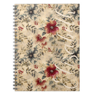 Carnet Grunge Florals Occidentaux Russe Crème Rouge Cowgi