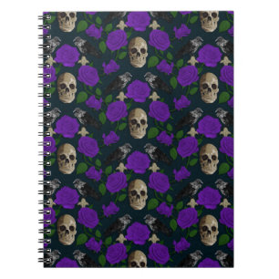 Carnet Grungy gothique foncé Vins Roses Corbeau crâne vio