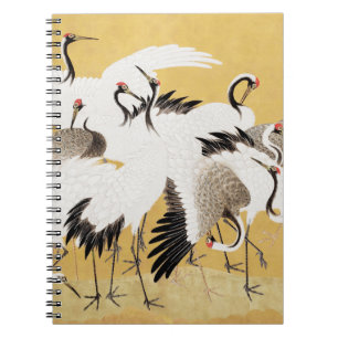 Carnet Grupe de grues japonaises Vintage Oiseau Riche Cla