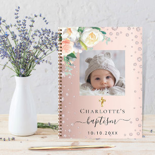 Carnet Guest book baptism blush rose gold photo