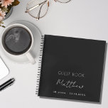 Carnet Guest book birthday black white name simple<br><div class="desc">A guest book for a 50th (or any age) birthday party.  A stylish black background. For both him and her.  Add your name,  age,  date. The name is written with a modern hand lettered style script.</div>