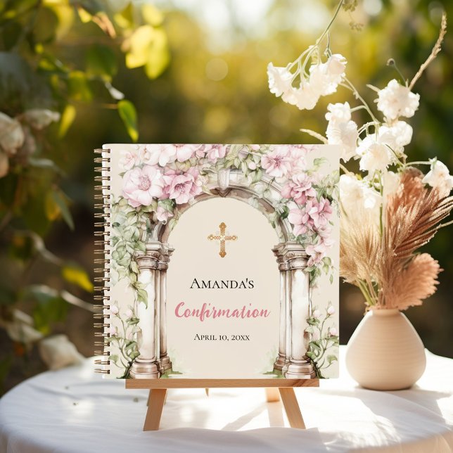 Carnet Guest book Confirmation pink florals arch (Créateur téléchargé)