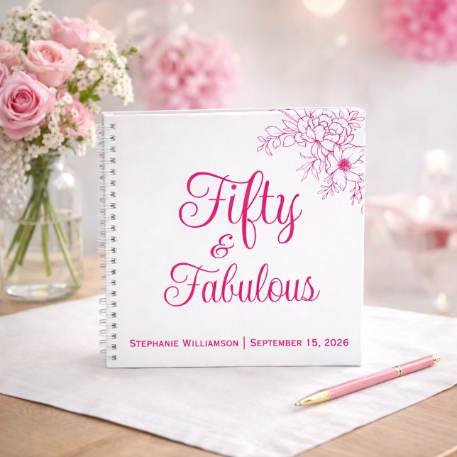Carnet Guest Book Fifty and Fabulous Name Date Birthday (Créateur téléchargé)