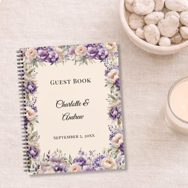 Carnet Guest Book lavender champagne floral wedding (Créateur téléchargé)