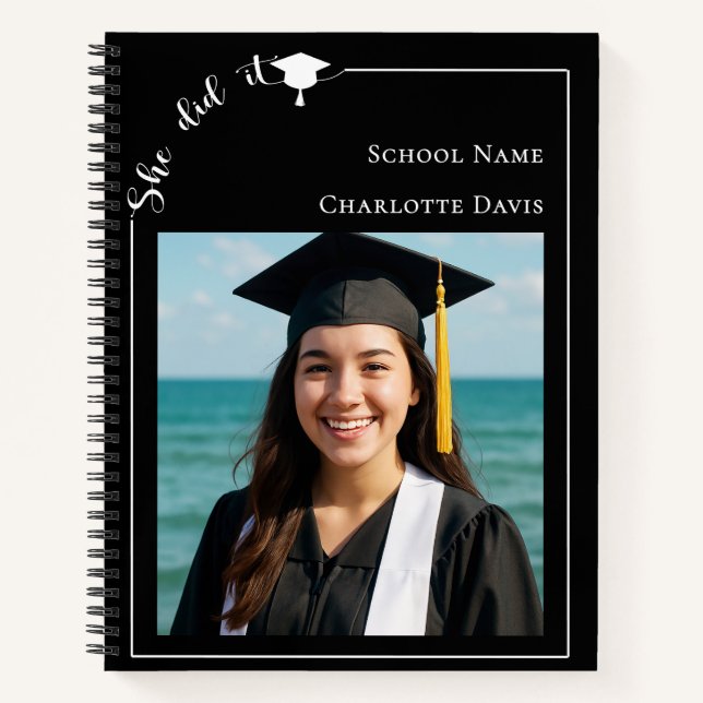 Carnet Guest book modern photo black Graduation Party (Devant)