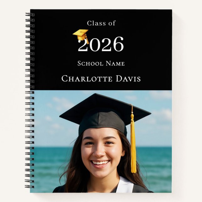 Carnet Guest Book Photo Modern Black Graduation Party (Devant)