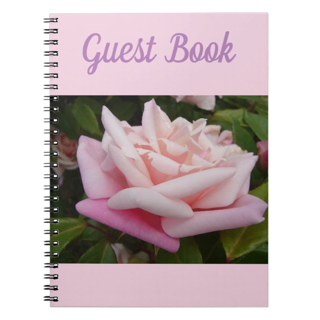 Carnet Guest Book Rose Beautiful Pink Rose Flower Retro (Devant)