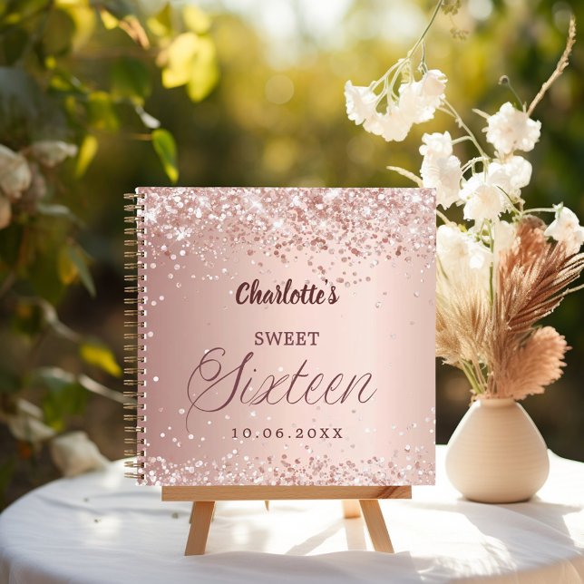Carnet Guest book Sweet 16 rose gold pink (Créateur téléchargé)