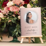 Carnet Guest book Sweet 16 rose gold silver photo<br><div class="desc">A guest book for a feminine and glamorous Sweet 16,  16th birthday party.  A stylish rose gold,  blush background with faux silver glitter sparkles round the photo.  Add your name,  age,  date and a photo.</div>