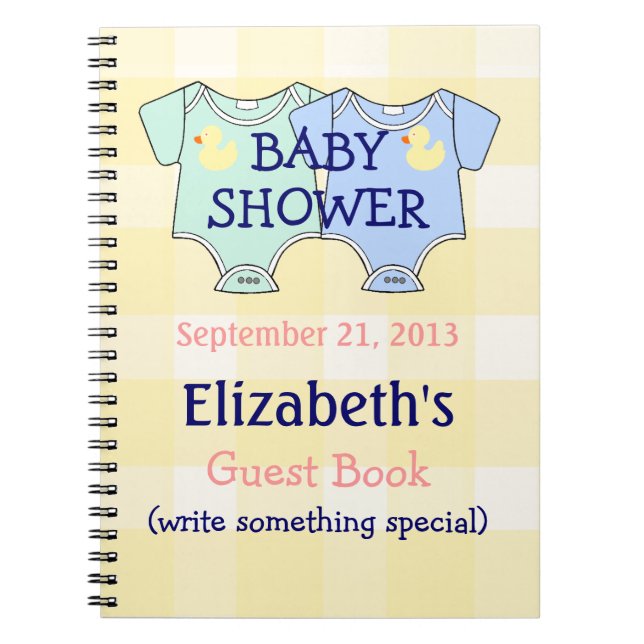 Carnet Guestbook de baby shower de jumeaux (Devant)