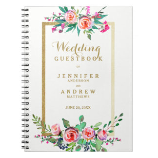 Carnet Guestbook floral de mariage de rose chic élégant