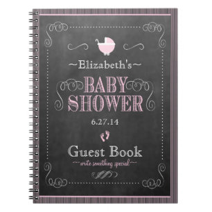 Carnet Guestbook rose lunatique de baby shower de tableau