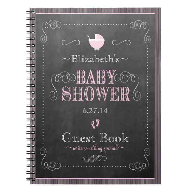 Carnet Guestbook rose lunatique de baby shower de tableau (Devant)