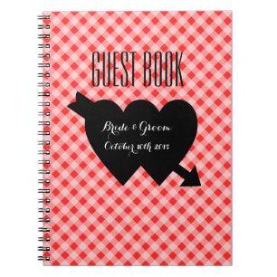 Carnet Guestbook rouge chic de mariage de motif de