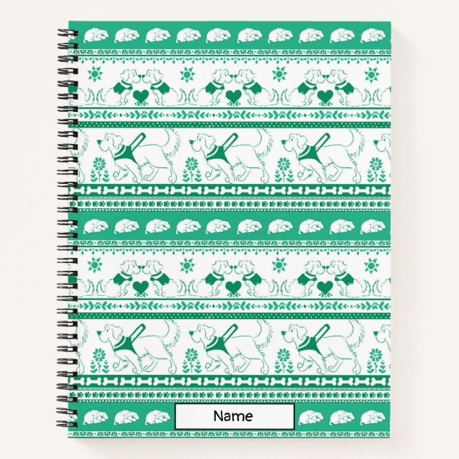 Carnet Guide Chien Conte Golden Motif - Vert - (Devant)
