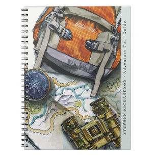 Carnet Guide de voyage d'aventure Monogramme aquarelle