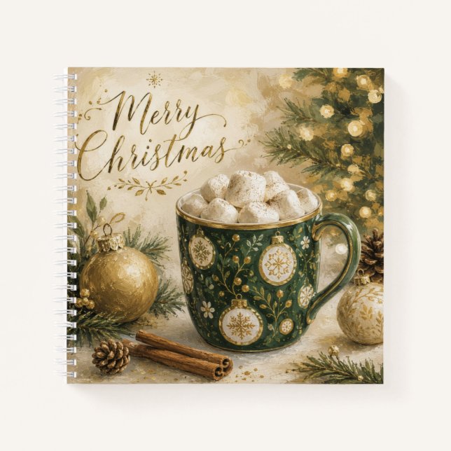 Carnet Guimauves Chocolat Chaud Vert Cosy Or (Devant)