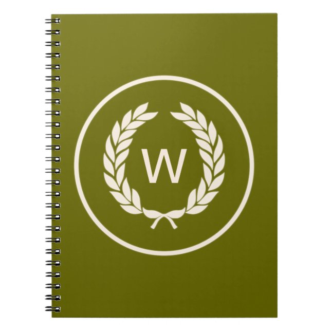 Carnet Guirlande de feuille de laurier de monogramme (Devant)