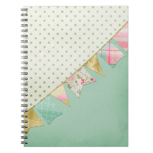 Carnet Guirlande de la Boutique Shabby Chic en rose, vert