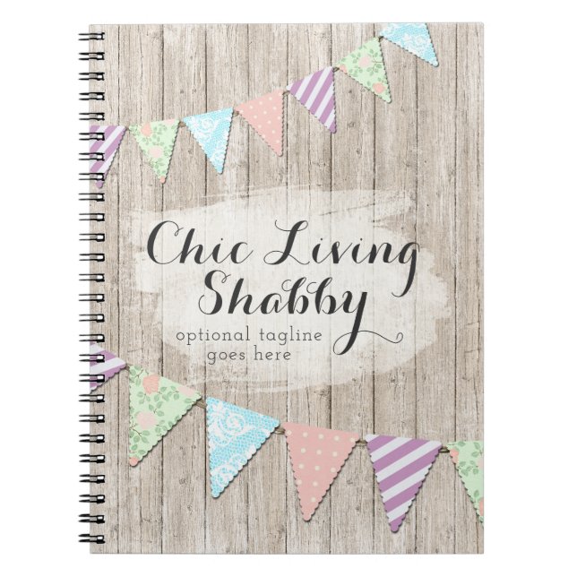 Carnet Guirlande de style shabby chic country sur bois ru (Devant)