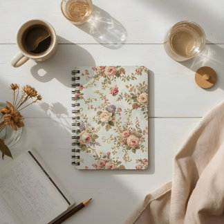 Carnet Guirlande vintage de roses romantiques et de fleur