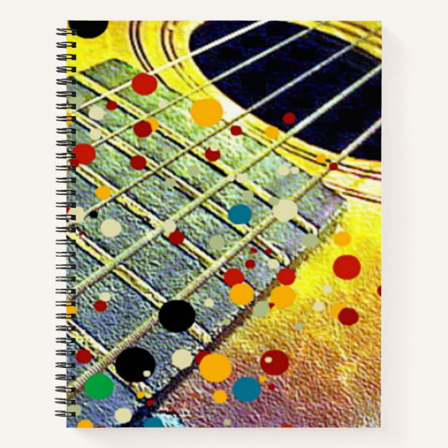 Carnet Guitar Strings Musical Watercolor  (Devant)