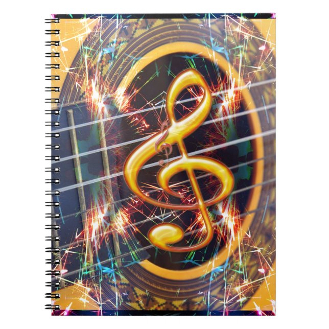 Carnet Guitare acoustique psychédélique, conception de pa (Devant)