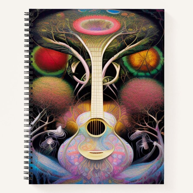 Carnet Guitare Acoustique violet clair Arbre de vie (Devant)