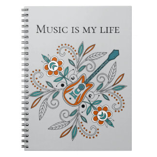 Carnet Guitare Boho Rock’n’Roll avec fleurs
