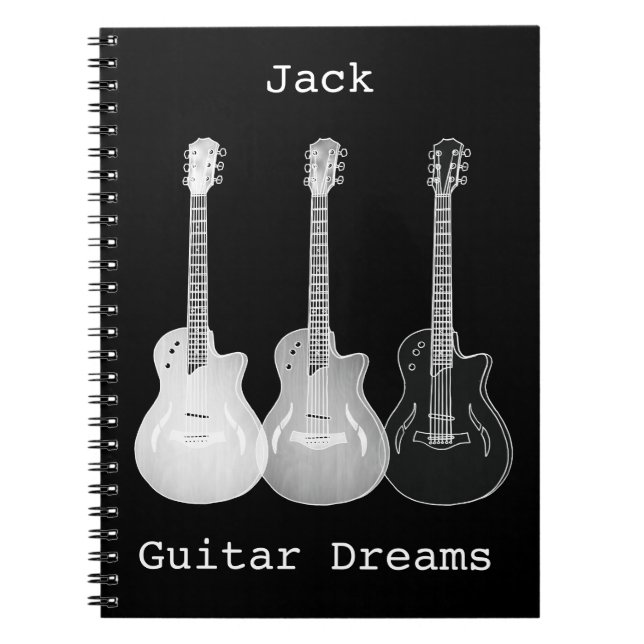 Carnet Guitare Dreams Monochrome Pop Art Ajouter Nom Jack (Devant)