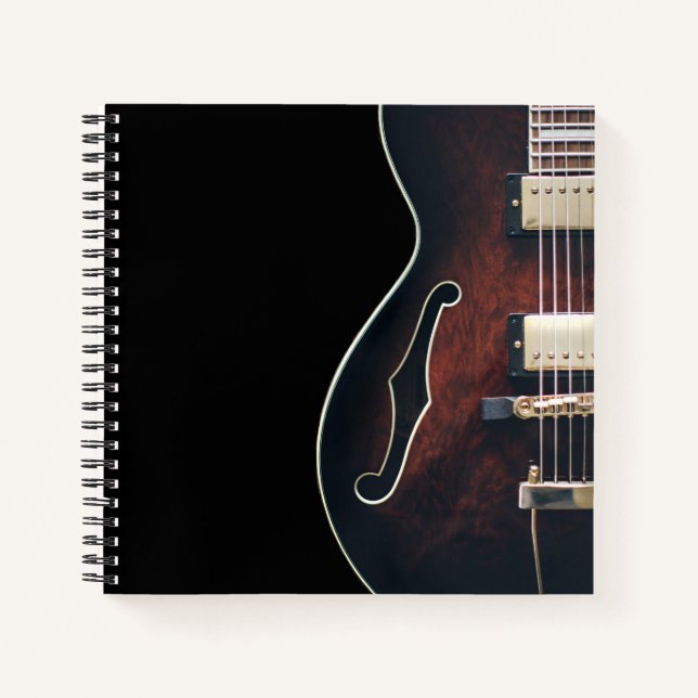 Carnet Guitare Électrique Sur Fond Noir (Devant)