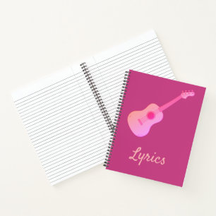 Carnet  Guitare rose pour les paroles d'un bloc-notes
