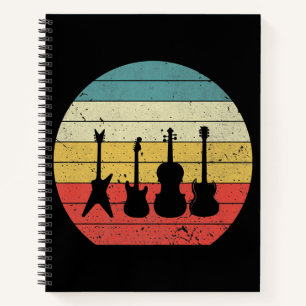 Carnet Guitare Vintage Retro Sunset Guitare Musique Cadea