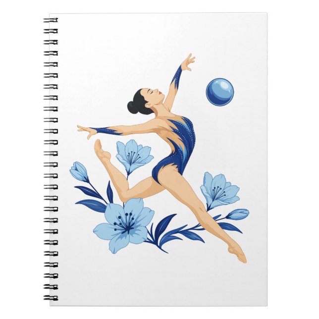 Carnet Gymnaste Rythmique Élégante avec des Fleurs  (Devant)