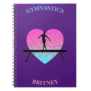 Carnet Gymnastique à poussoir Coeur étincelant violet