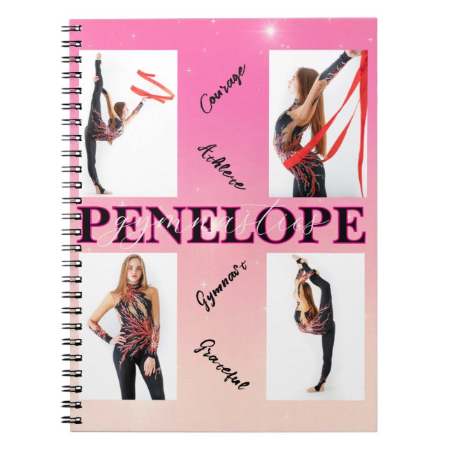 Carnet Gymnastique enchevêtrée rose 4 Photo Encouragement (Devant)