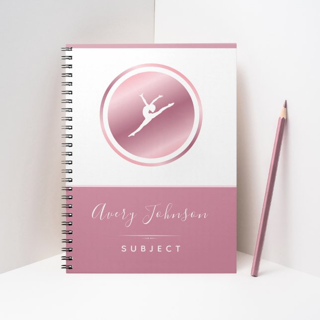 Carnet Gymnastique Girl Gymnaste Silhouette Nom élégant (Créateur téléchargé)