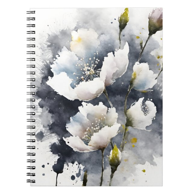 Carnet Gypsophile - Fleurs aquarelle (Devant)