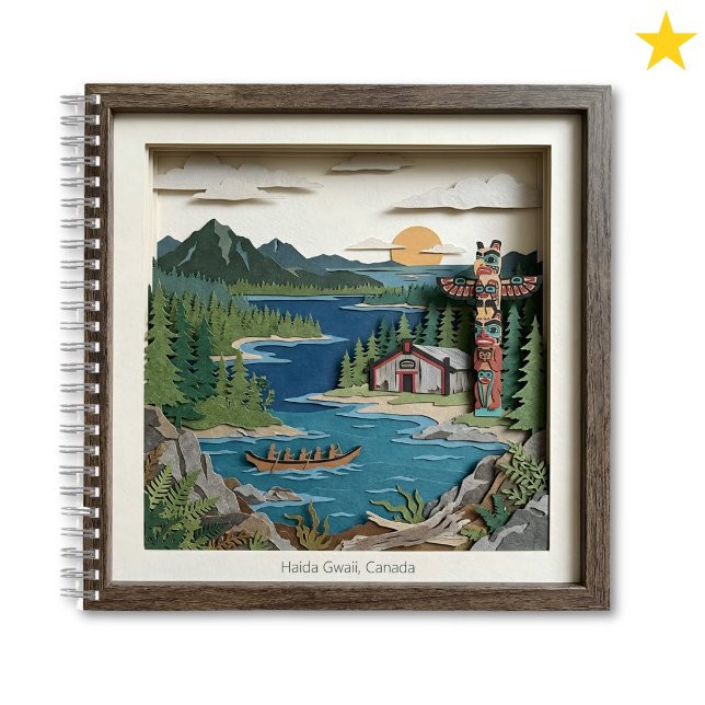 Carnet Haida Gwaii C.-B. Canada Collage de papier Diorama (Créateur téléchargé)