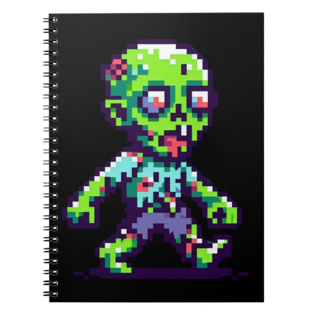 Carnet Halloween 8 bits drôle zombie (Devant)