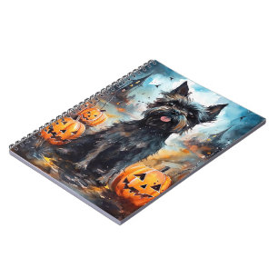 Carnet Halloween Affenpinscher avec la peur Citrouille