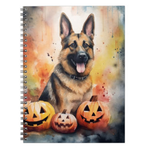 Carnet Halloween berger allemand avec la peur Citrouille