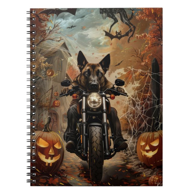 Carnet Halloween berger Anatolien moto équitation (Devant)