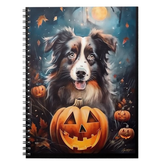 Carnet Halloween Berger Australien Avec La Peur Citrouill (Devant)