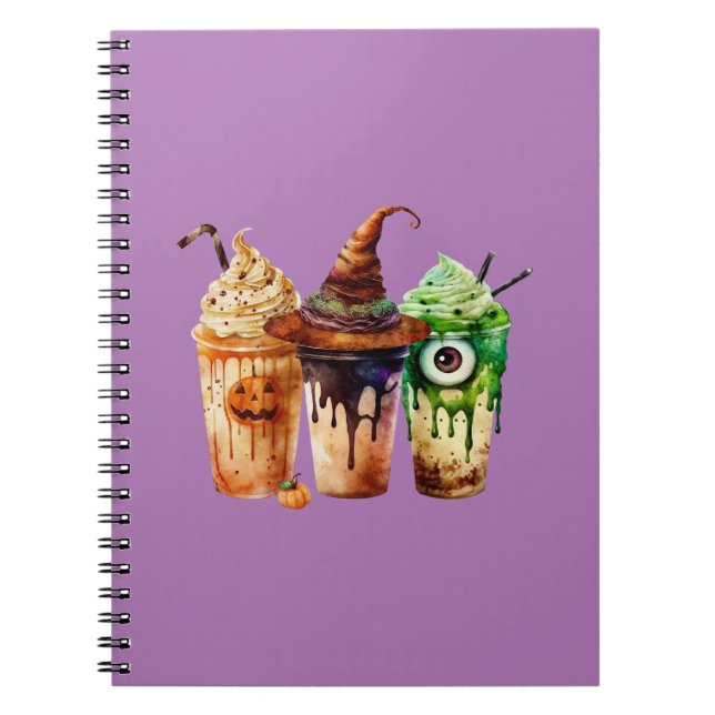 Carnet Halloween Boisson café Aquarelle Trio (Devant)