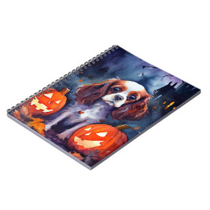 Carnet Halloween Cavalier King Charles Citrouille espagno