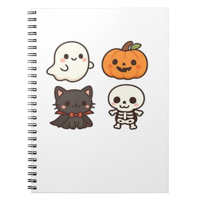 Carnet Halloween Characters � Ghost, Pumpkin, Black Cat & (Devant)