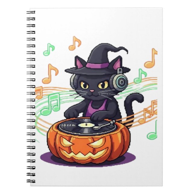 Carnet Halloween chat Dj T-shirt surdimensionné (Devant)