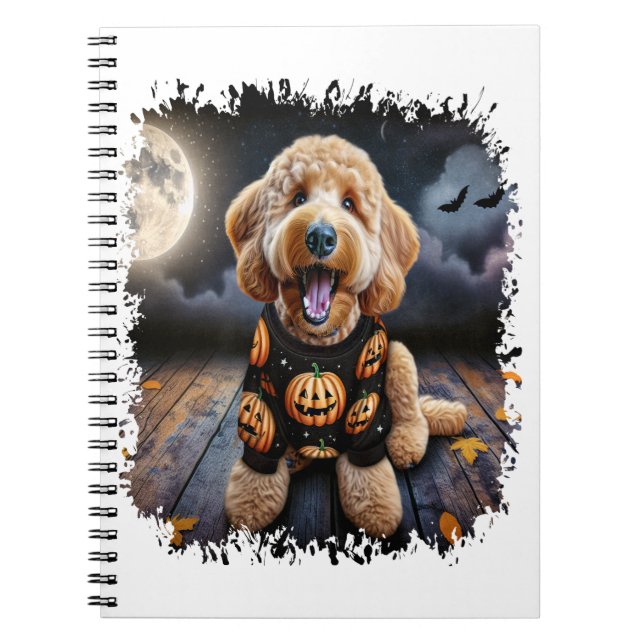 Carnet Halloween chien Goldendoodle (Devant)